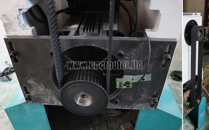 Junta de servomotor con el cabezal de la mejor máquina de torno de madera cnc mediante una transmisión por correa.jpg