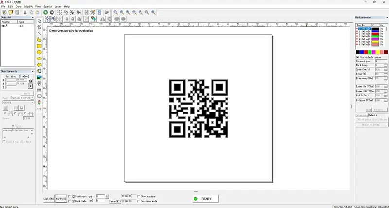 captura de pantalla del programa ezcad con un código qr generado por él.jpg